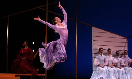 Anne Souder (front) and Martha Graham Dance Company in 'Appalachian Spring'. Photo by Melissa Sherwood.