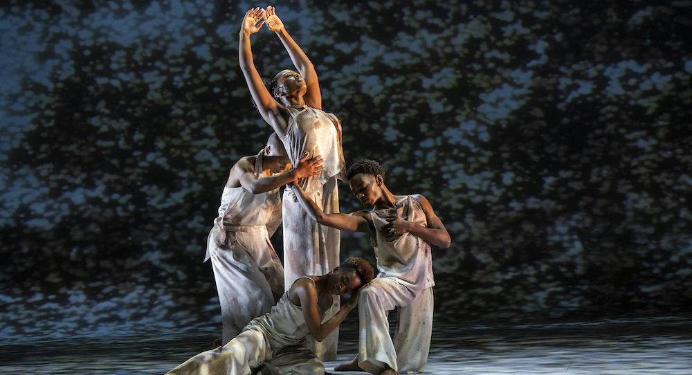 Catherine Kirk, Faith Mondesire, Tamisha Guy (below) and Amari Frazier in Kyle Abraham's 'Dear Lord, Make Me Beautiful.' Photo by Stephanie Berger.